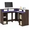 Image de Bureau Et Lumières Led Chêne Marron Bois D'ingénierie Vidaxl