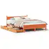 Image de Cadre De Lit Sans Matelas Cire Marron 140x200cm Bois Pin Massif Vidaxl