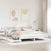 Image de vidaXL Lit bibliothèque sans matelas blanc 200x200 cm bois pin massif meuble de chambre à coucher sommier lit en bois 3309798
