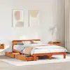 Image de Cadre De Lit Sans Matelas Cire Marron 135x190cm Bois Pin Massif Vidaxl