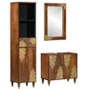 Image de Ensemble de Meubles de Salle de Bain - 3 Pièces - Bois de Manguier Massif - Finition Marron - Élégance Chic