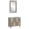 Image de Ensemble de meubles de salle de bain mural - vidaXL - Gris - Bois de mangue massif - 62x33x58 cm - Miroir 50x70 cm