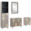 Image de Ensemble de meubles de salle de bain - vidaXL - Bois de mangue massif - Gris - Mural - Cabinet de lavabo 62x33x58 cm