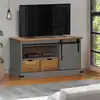 Image de Meuble Tv Halden Porte Coulissante Gris 110x40x60cm Bois Massif Vidaxl