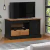 Image de Meuble Tv Halden Porte Coulissante Noir 110x40x60cm Bois Massif Vidaxl