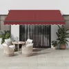 Image de vidaXL Auvent manuel rétractable avec LED bordeaux 400x300 cm auvent auvent de porte auvent de jardin store auvent de 3310187