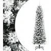 Image de vidaXL Sapin de Noël artificiel mince avec neige floquée 240 cm PVC/PE arbre de Noël artificiel arbre artificiel ornement 4019689
