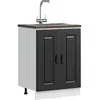 Image de Meuble Bas Pour Évier Kalmar Noir 60x46x81,5 Cm Bois Ingénierie Vidaxl