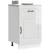 Image de vidaXL Armoire de cuisine Kalmar blanc brillant bois ingénierie meuble bas dévier meuble bas de cuisine avec tiroir 853479