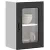 Image de Armoire Murale De Cuisine Avec Porte En Verre Kalmar Noir Vidaxl