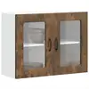 Image de Armoire Murale De Cuisine Avec Porte Vitrée "kalmar" Chêne Fumé Bois Vidaxl