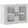 Image de Armoire Murale De Cuisine Avec Porte Vitrée "kalmar" Bois D'ingénierie Gris Vidaxl