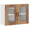 Image de Armoire Murale De Cuisine Avec Porte En Verre Kalmar Vieux Bois Vidaxl