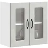 Image de vidaXL Armoire murale de cuisine avec porte en verre Kalmar gris béton meuble mural de cuisine armoires murales avec 853671