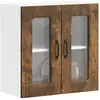 Image de Armoire Murale De Cuisine Avec Porte Vitrée "kalmar" Chêne Fumé Bois Vidaxl