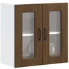 Image de vidaXL Armoire murale de cuisine et porte en verre Kalmar chêne marron meuble mural de cuisine armoires murales avec 853674