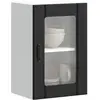 Image de Armoire Murale De Cuisine Avec Porte En Verre Lucca Noir Vidaxl