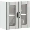 Image de Armoire Murale De Cuisine Avec Porte En Verre Lucca Gris Béton Vidaxl