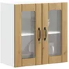 Image de vidaXL Armoire murale de cuisine avec porte vitrée Lucca Chêne artisanal Bois dingénierie 853916