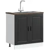 Image de vidaXL Meuble bas pour évier Porto noir 80x46x815 cm bois ingénierie 853928
