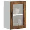 Image de Armoire Murale De Cuisine Avec Porte En Verre Porto Chêne Fumé Vidaxl