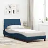 Image de Cadre De Lit Sans Matelas Hanko Bleu 90x190 Cm Tissu Vidaxl