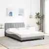 Image de Cadre De Lit Sans Matelas Hanko Gris Clair 140x200 Cm Tissu Vidaxl