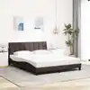 Image de Cadre De Lit Sans Matelas Hanko Marron Foncé 160x200 Cm Tissu Vidaxl