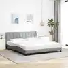 Image de Cadre De Lit Sans Matelas Hanko Gris Clair 180x200 Cm Tissu Vidaxl