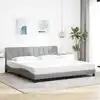 Image de Cadre De Lit Sans Matelas Hanko Gris Clair 200x200 Cm Tissu Vidaxl