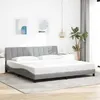 Image de vidaXL Cadre de lit sans matelas gris clair 200x200 cm tissu lit sommier lit en tissu meubles de chambre à coucher lit 3310482