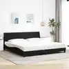 Image de Cadre De Lit Sans Matelas Hanko Noir 200x200 Cm Tissu Vidaxl
