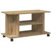 Image de Vidaxl meuble tv roulettes chêne artisanal 80x40x45 cm bois ingénierie