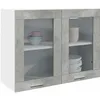 Image de vidaXL Armoire murale en verre Lyon Gris Béton 80x31x60 cm Bois d’ingénierie & Verre Meuble suspendu Armoire pour salle 856118