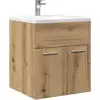 Image de Armoire Lavabo De Salle De Bain Chêne Artisanal Bois Ingénierie Vidaxl