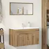 Image de Armoire Lavabo De Salle De Bain Chêne Artisanal Bois Ingénierie Vidaxl