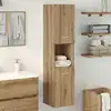 Image de Armoire De Salle De Bain Suspendue Chêne Artisanal 30x30x130 Cm Vidaxl