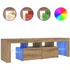 Image de Meuble Tv Avec Lumières Led Chêne Artisanal Bois D'ingénierie Vidaxl