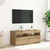 Image de Meuble Tv Avec Lumières Led Chêne Artisanal Bois D'ingénierie Vidaxl