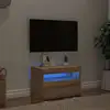 Image de Meuble Tv Avec Lumières Led Chêne Artisanal Bois D'ingénierie Vidaxl