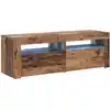 Image de Meuble Tv Avec Lumières Led Vieux Bois Bois D'ingénierie Vidaxl