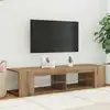 Image de Meuble Tv Avec Lumières Led Chêne Artisanal Bois D'ingénierie Vidaxl