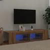 Image de vidaXL Meuble TV avec lumières LED chêne artisanal bois dingénierie support TV meuble multimédia console TV meuble 856324