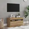 Image de Meuble Tv Avec Lumières Led Chêne Artisanal Bois D'ingénierie Vidaxl