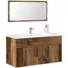 Image de Armoire De Salle De Bain Et Miroir Vieux Bois Bois D'ingénierie Vidaxl
