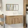 Image de Armoire De Salle De Bain Avec Miroir Chêne Artisanal Vidaxl