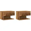 Image de Tables De Chevet Murales 2 Pcs Vieux Bois Vidaxl