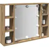 Image de Armoire À Miroir Avec Led Chêne Artisanal 76x15x55 Cm Vidaxl