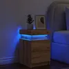 Image de vidaXL Table de chevet avec LED chêne artisanal bois dingénierie meuble de chevet table dappoint armoire de lit 857656