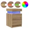Image de Vidaxl table de chevet avec led chêne artisanal bois d'ingénierie